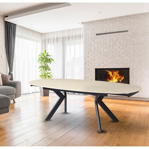 Table Extensible 180 à 260 Cm Ovale Céramique Effet Travertin - Kite