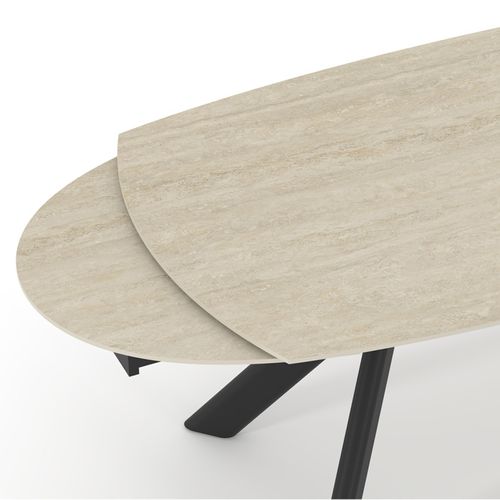 Table Extensible 180 à 260 Cm Ovale Céramique Effet Travertin - Kite