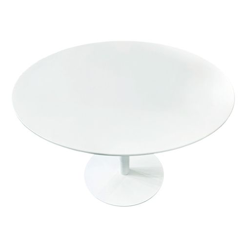 Table De Repas Ronde 110 Cm Blanche Et Pied Métal Blanc – Valeria