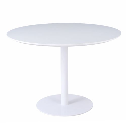 Table De Repas Ronde 110 Cm Blanche Et Pied Métal Blanc – Valeria