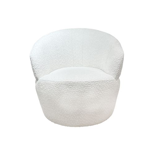 Fauteuil Rond Pivotant 360° Tissu Bouclé Blanc Cassé – Corolla