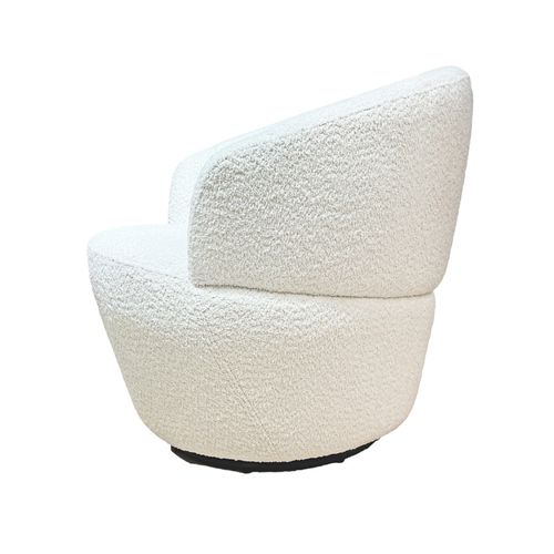 Fauteuil Rond Pivotant 360° Tissu Bouclé Blanc Cassé – Corolla