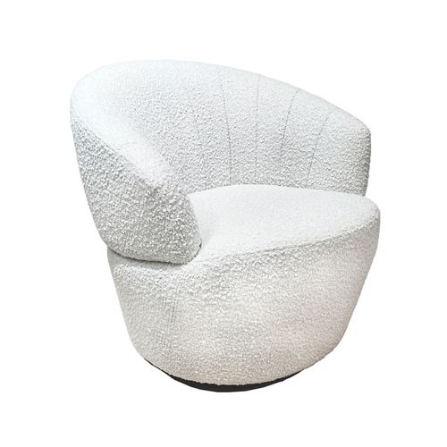 Fauteuil Rond Pivotant 360° Tissu Bouclette Écru – Corolla