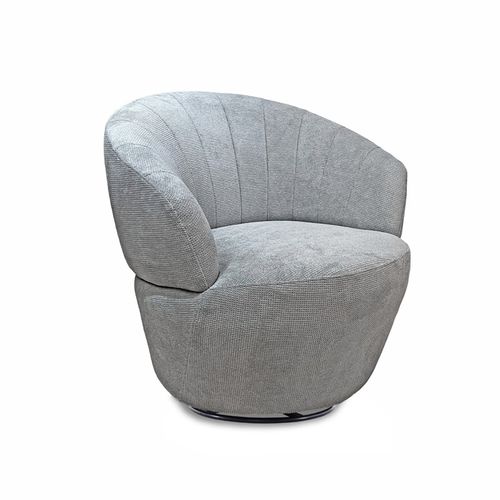 Fauteuil Rond Pivotant 360° Tissu Chenille Doux Gris – Corolla