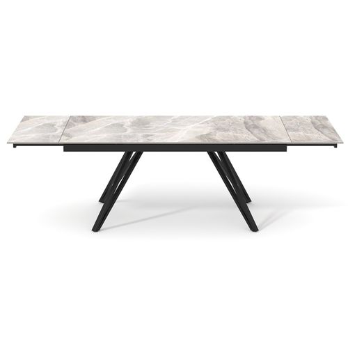 Table 160 à 240 Cm Céramique Marbré Laqué Pieds En V - Dakota 10