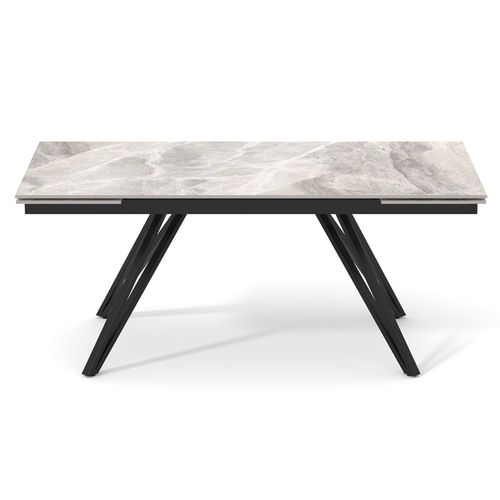 Table 160 à 240 Cm Céramique Marbré Laqué Pieds En V - Dakota 10
