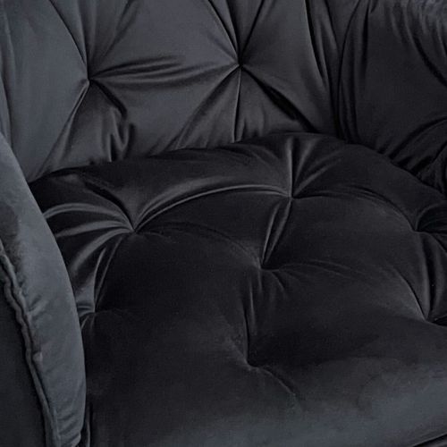 Chaise Capitonnée En Velours Noir Et Pieds En Métal Noir - Stern 2