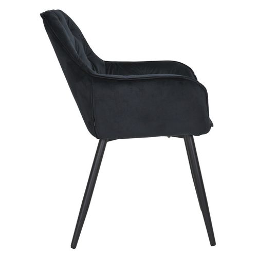 Chaise Capitonnée En Velours Noir Et Pieds En Métal Noir - Stern 2