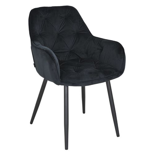 Chaise Capitonnée En Velours Noir Et Pieds En Métal Noir - Stern 2