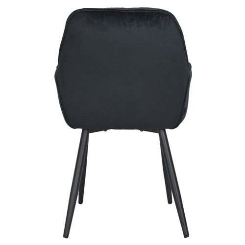 Chaise Capitonnée En Velours Noir Et Pieds En Métal Noir - Stern 2