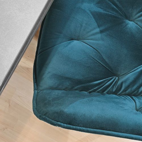 Chaise Capitonnée En Velours Bleu Canard Et Pieds En Métal - Stern 2