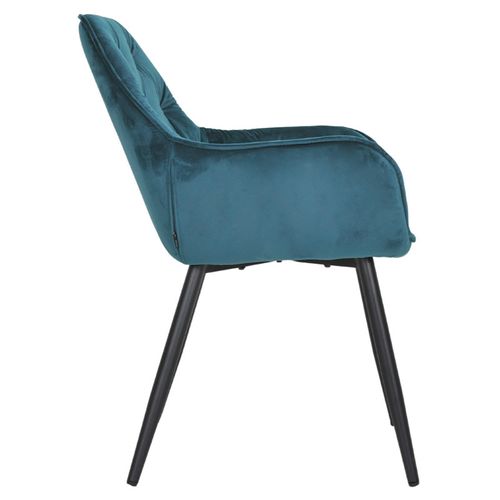 Chaise Capitonnée En Velours Bleu Canard Et Pieds En Métal - Stern 2