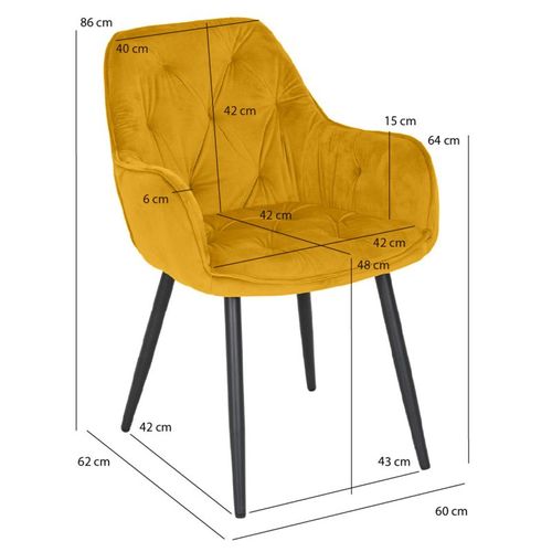 Chaise Capitonnée En Velours Jaune Et Pieds En Métal Noir - Stern 2