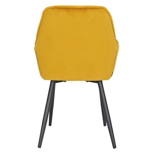 Chaise Capitonnée En Velours Jaune Et Pieds En Métal Noir - Stern 2