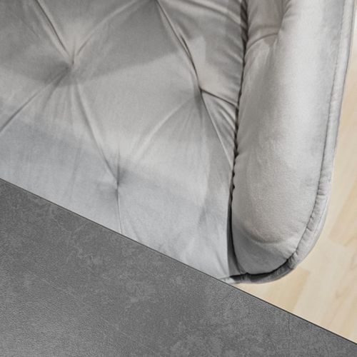 Chaise Capitonnée En Velours Gris Clair Et Pieds En Métal - Stern 2