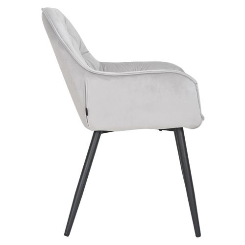 Chaise Capitonnée En Velours Gris Clair Et Pieds En Métal - Stern 2