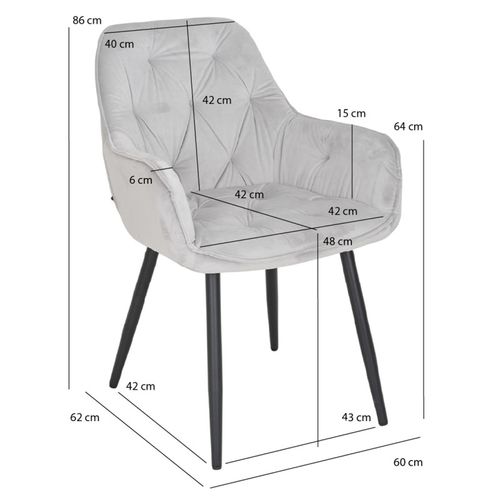 Chaise Capitonnée En Velours Gris Clair Et Pieds En Métal - Stern 2