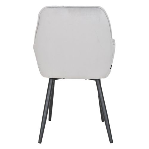 Chaise Capitonnée En Velours Gris Clair Et Pieds En Métal - Stern 2