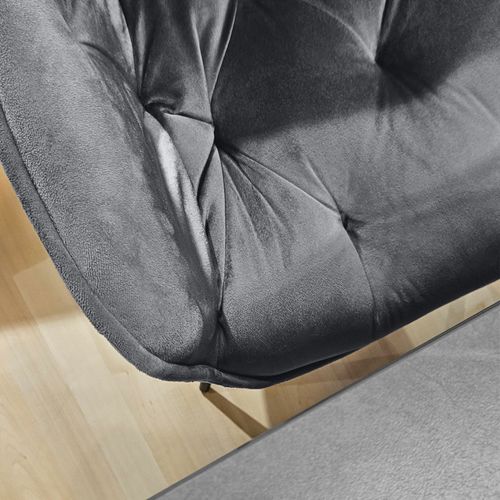 Chaise Capitonnée En Velours Gris Foncé Et Pieds En Métal - Stern 2