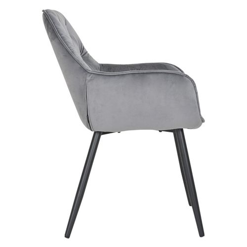 Chaise Capitonnée En Velours Gris Foncé Et Pieds En Métal - Stern 2