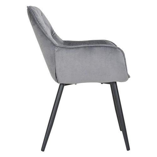 Lot 2 Chaises En Velours Gris Foncé Avec Pieds En Métal Noir - Stern 2