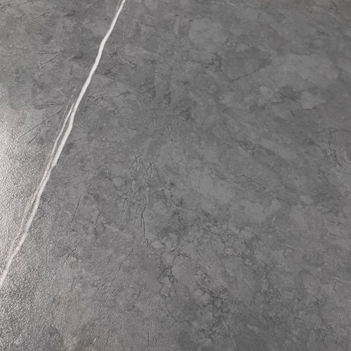 Table Basse Carrée En Céramique Gris Marbré Et Métal Noir - Jerry