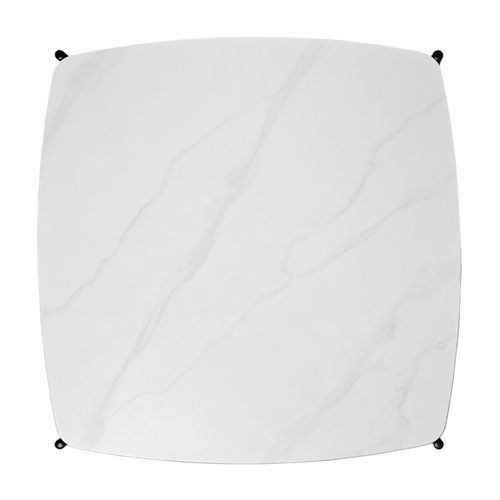 Table Basse Carrée En Céramique Blanc Marbré Et Métal Noir - Jerry