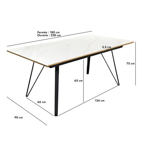 Table Extensible 180/230 Cm Chêne Céramique Pieds Métal – Onyx 2