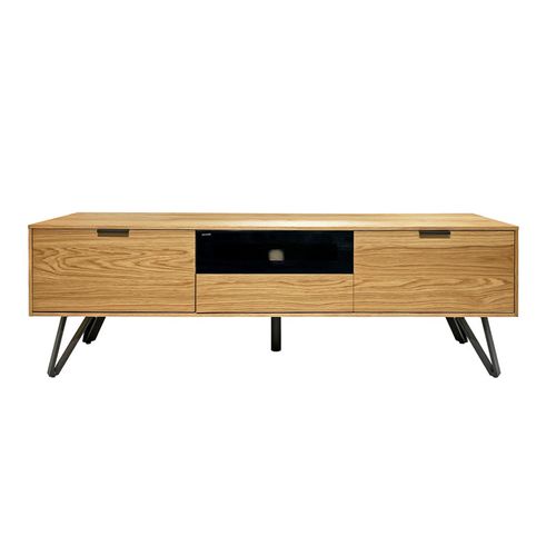 Meuble TV 160 Cm 3 Tiroirs Placage Bois Et Pieds Métal – Onyx 2