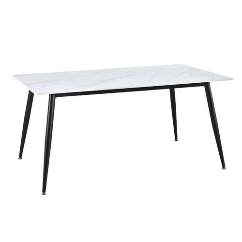 Table 180 X 90 Cm Céramique Blanc Marbré Pieds Métal Noir - Ryder 2