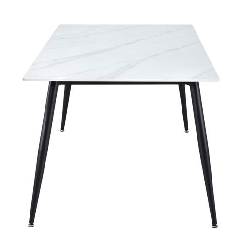 Table 180 X 90 Cm Céramique Blanc Marbré Pieds Métal Noir - Ryder 2