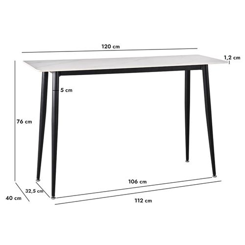 Console 120 Cm Céramique Blanc Pieds Évasés Métal Noir - Ryder 2
