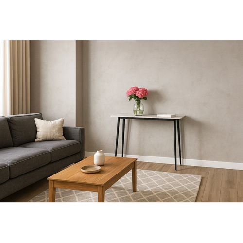Console 120 Cm Céramique Blanc Pieds Évasés Métal Noir - Ryder 2