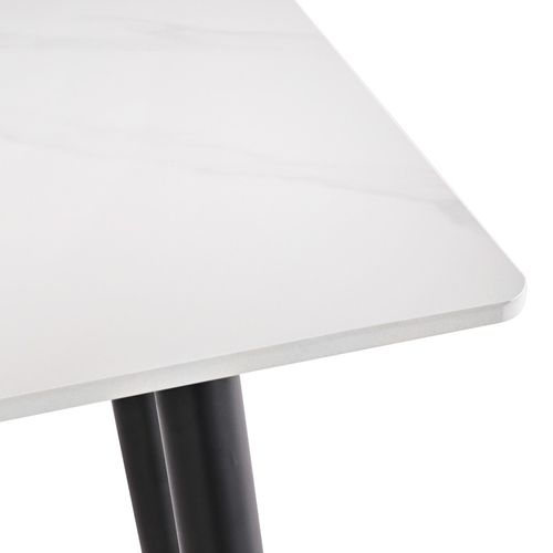 Console 120 Cm Céramique Blanc Pieds Évasés Métal Noir - Ryder 2