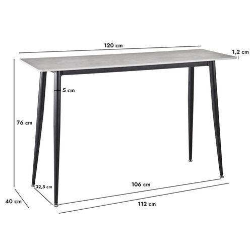 Console 120 Cm Céramique Gris Pieds Évasés Métal Noir - Ryder 2