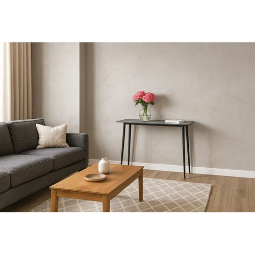 Console 120 Cm Céramique Gris Pieds Évasés Métal Noir - Ryder 2