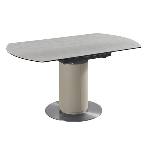 Table Extensible Ronde 90 à 150 Cm En Céramique Gris Pied Central - Pivo