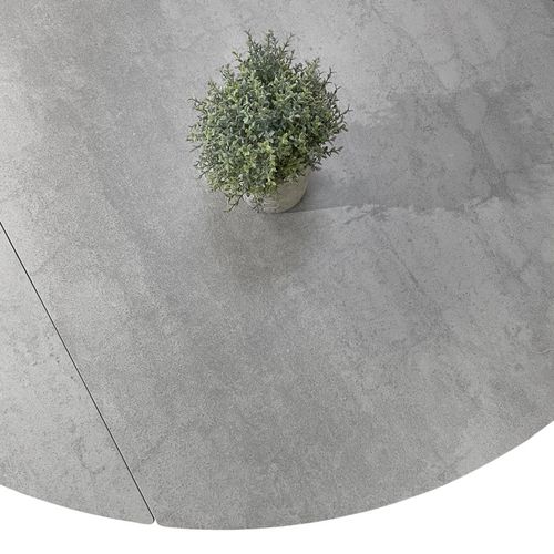 Table Extensible Ronde 90 à 150 Cm En Céramique Gris Pied Central - Pivo