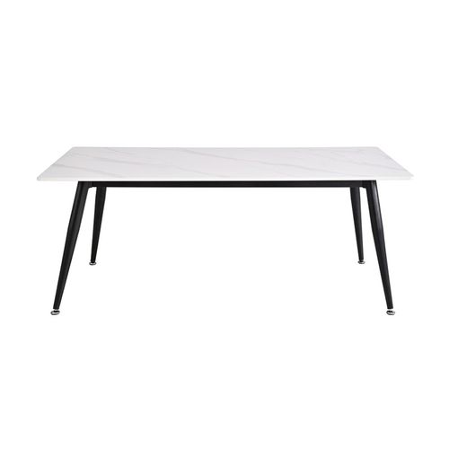 Table Basse 120 Cm Céramique Blanc Marbré Pieds Métal - Ryder 2