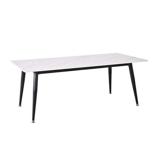 Table Basse 120 Cm Céramique Blanc Marbré Pieds Métal - Ryder 2