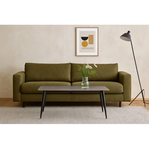 Table Basse 120 Cm Céramique Gris Béton Pieds Métal Noir - Ryder 2