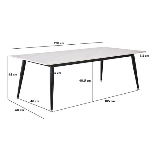 Table Basse 140 Cm Céramique Blanc Pieds Métal Noir - Ryder 2