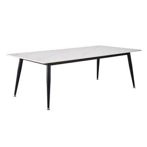 Table Basse 140 Cm Céramique Blanc Pieds Métal Noir - Ryder 2