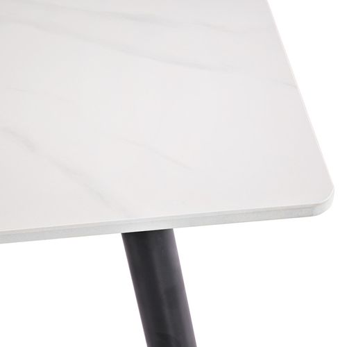 Table Basse 140 Cm Céramique Blanc Pieds Métal Noir - Ryder 2
