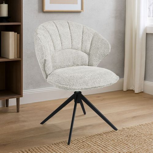 Lot 2 Chaises Coquillage Rotatives 180° Tissu Bouclette Écru - Tissaia