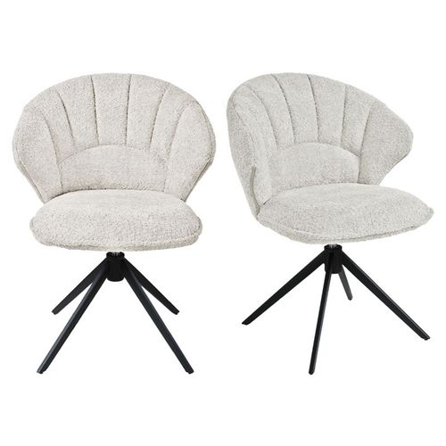 Lot 2 Chaises Coquillage Rotatives 180° Tissu Bouclette Écru - Tissaia