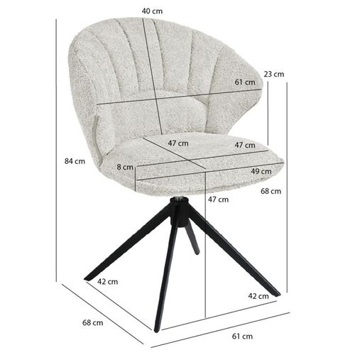 Lot 2 Chaises Coquillage Rotatives 180° Tissu Bouclette Écru - Tissaia