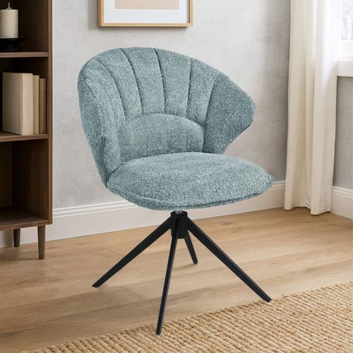 Lot 2 Chaises Coquillage Rotatives 180° Tissu Bouclette Bleu - Tissaia