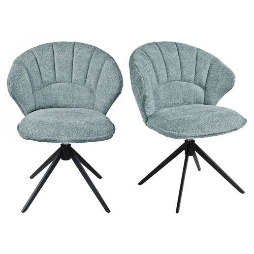 Lot 2 Chaises Coquillage Rotatives 180° Tissu Bouclette Bleu - Tissaia
