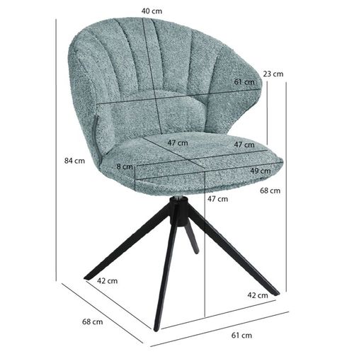 Lot 2 Chaises Coquillage Rotatives 180° Tissu Bouclette Bleu - Tissaia